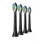 Cabeças de escova Philips HX6064/88 Optimal White — 4 unid., preto, cerdas médias, 62.000 movimentos/min