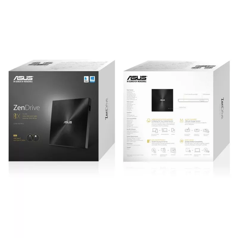 Unidade ótica ASUS ZenDrive U9M DVD±RW preta