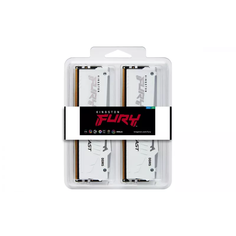 Kingston Technology FURY Beast 32GB 5600MT/s DDR5 CL36 DIMM (Kit de 2) branco RGB EXPO