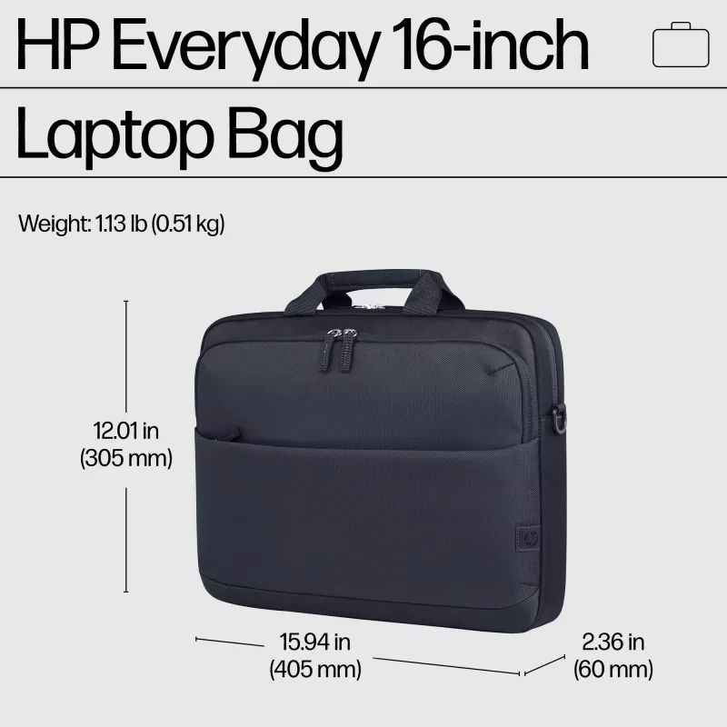 Mala para portátil HP Everyday 16 polegadas, pasta, 40,9 cm (16,1 polegadas), alça de ombro, 510 g