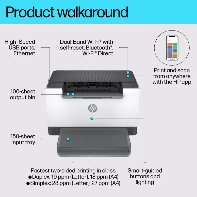 Impressora HP LaserJet M207dw, laser, 600 x 600 DPI, A4, 27 páginas/min, impressão frente e verso, cinzento, branco