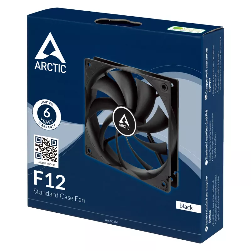 Ventoinha de caixa padrão ARCTIC F12 - 120 mm, ventoinha, 12 cm, 0 RPM, 1350 RPM, 0,3 Sone, 90,1 m³/h