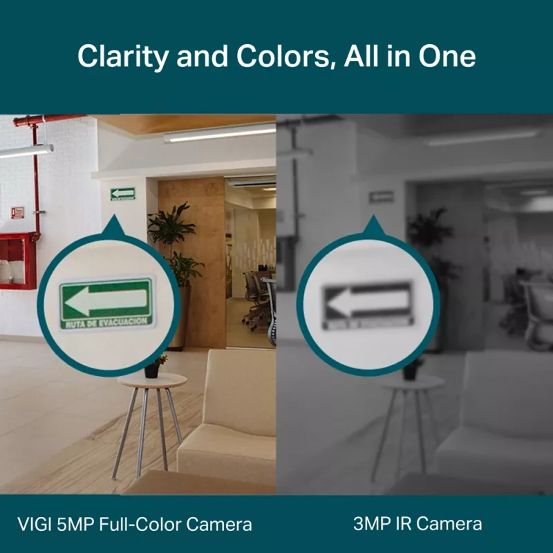 Câmara de rede TP-Link VIGI 5MP Full-Color Turret, câmara de vigilância IP, interior, com fios, 120 dB, CE, NTRA, VCCI, KC, BSMI, FCC, IC, montagem no teto