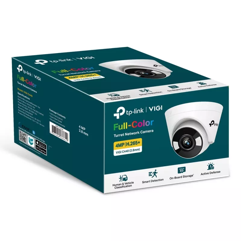 Câmara de rede TP-Link VIGI 5MP Full-Color Turret, câmara de vigilância IP, interior, com fios, 120 dB, CE, NTRA, VCCI, KC, BSMI, FCC, IC, montagem no teto