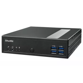 Barebone Shuttle XPC slim DL30N, Intel N100, 1x DDR5, 2x LAN (2x 2.5Gbit), 2xCOM, 1xHDMI, 1xDP, 1x VGA, sem ventoinha, funcionamento contínuo 24/7