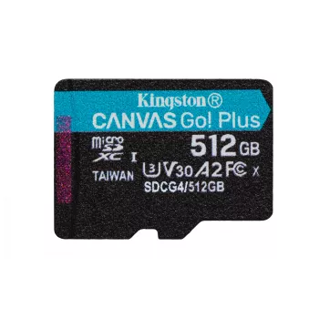 Kingston Technology 512GB microSDXC Canvas Go Plus Gen4 200R A2 U3 embalagem individual sem adaptador