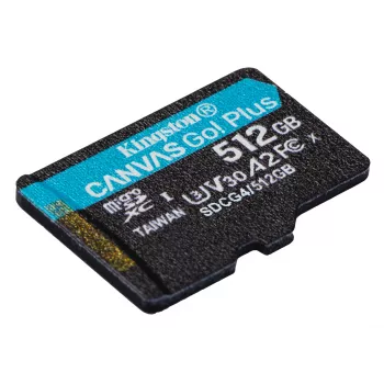 Kingston Technology 512GB microSDXC Canvas Go Plus Gen4 200R A2 U3 embalagem individual sem adaptador