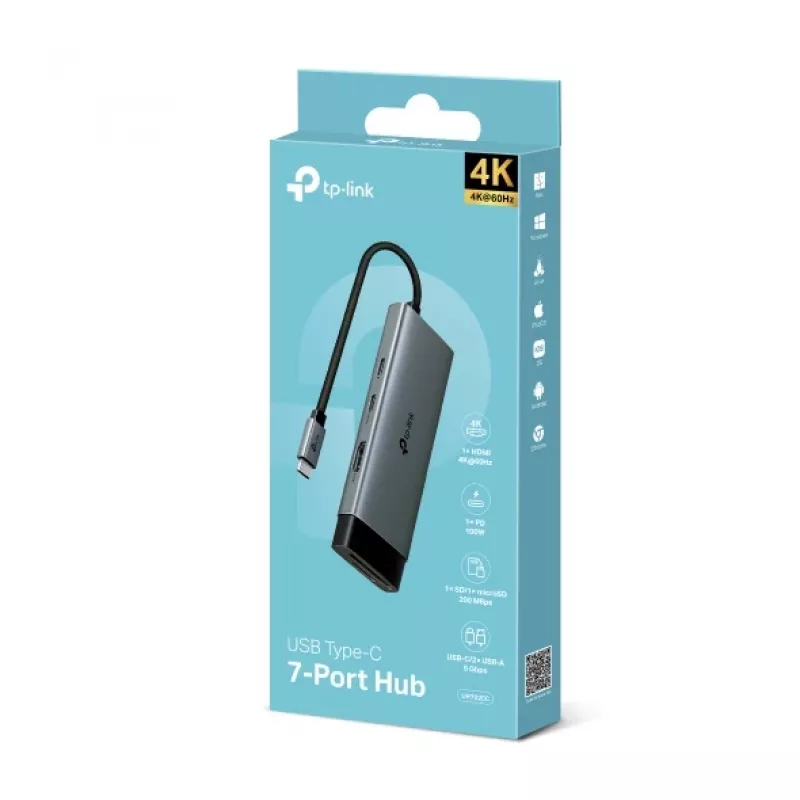 Hub de interface TP-Link UH7020C USB 3.2 Gen 1 (3.1 Gen 1) Type-C 5000 Mbit/s