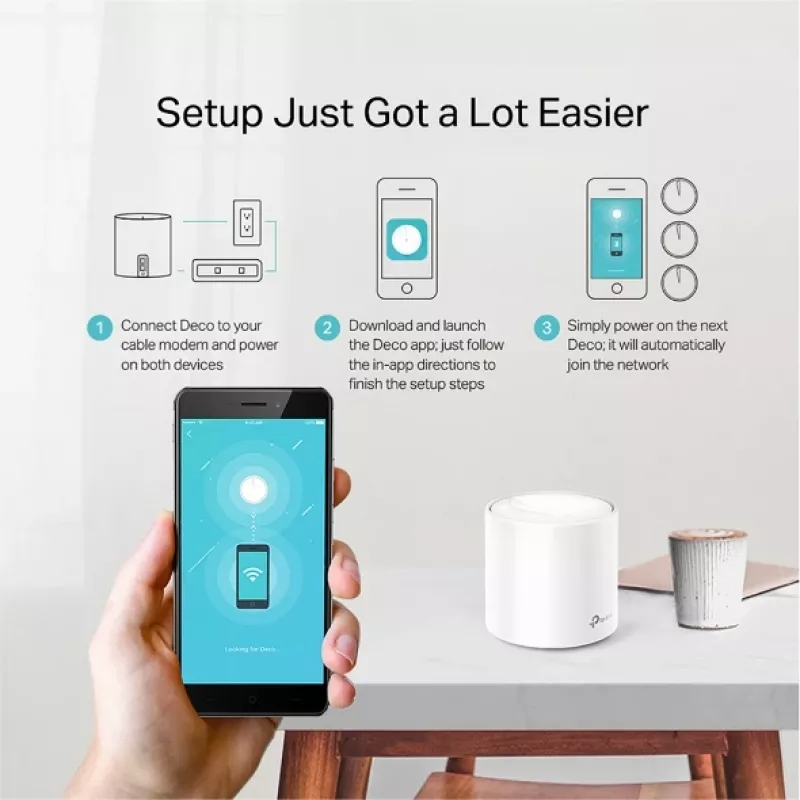 TP-Link AX1800 Whole Home Mesh Wi-Fi 6 System, branco, interno, router Mesh, energia, FCC