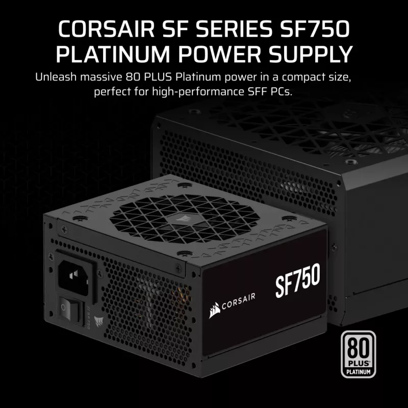 Fonte de alimentação CORSAIR - Série SF SF750 totalmente modular 80 Plus Platinum SFX