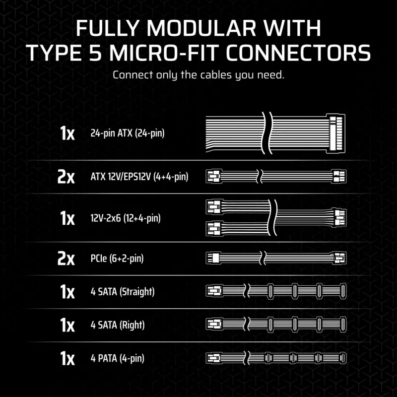 Fonte de alimentação CORSAIR - Série SF SF750 totalmente modular 80 Plus Platinum SFX