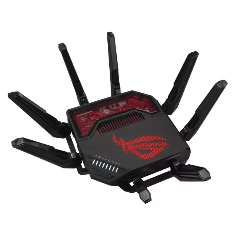 ASUS ROG Rapture GT-BE19000 router WLAN Multi-Gigabit Ethernet tri-band (2,4 GHz / 5 GHz / 6 GHz) preto, vermelho