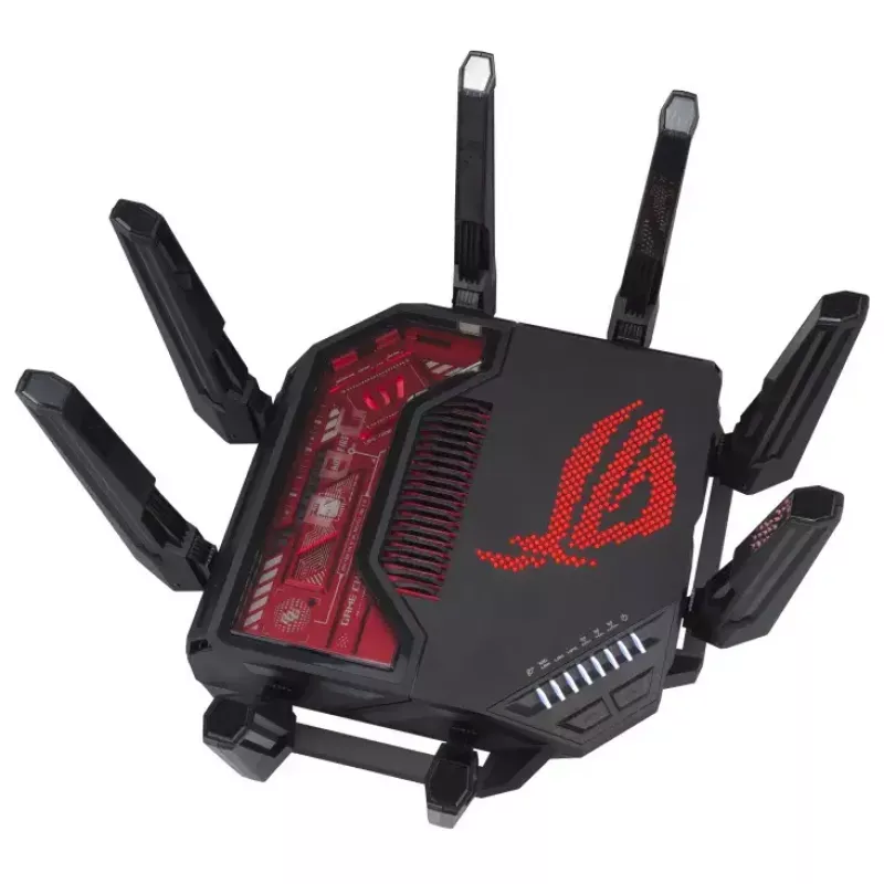 ASUS ROG Rapture GT-BE19000 router WLAN Multi-Gigabit Ethernet tri-band (2,4 GHz / 5 GHz / 6 GHz) preto, vermelho