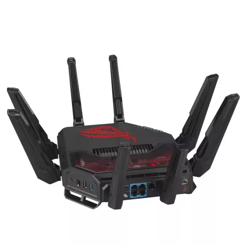 ASUS ROG Rapture GT-BE19000 router WLAN Multi-Gigabit Ethernet tri-band (2,4 GHz / 5 GHz / 6 GHz) preto, vermelho