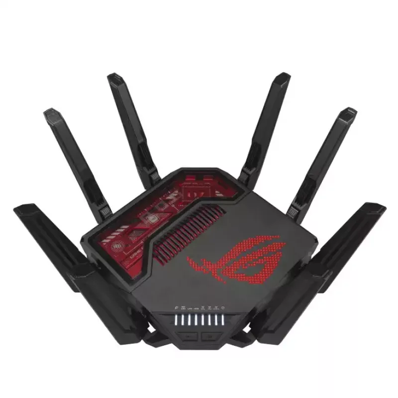 ASUS ROG Rapture GT-BE19000 router WLAN Multi-Gigabit Ethernet tri-band (2,4 GHz / 5 GHz / 6 GHz) preto, vermelho