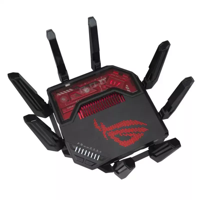 ASUS ROG Rapture GT-BE19000 router WLAN Multi-Gigabit Ethernet tri-band (2,4 GHz / 5 GHz / 6 GHz) preto, vermelho
