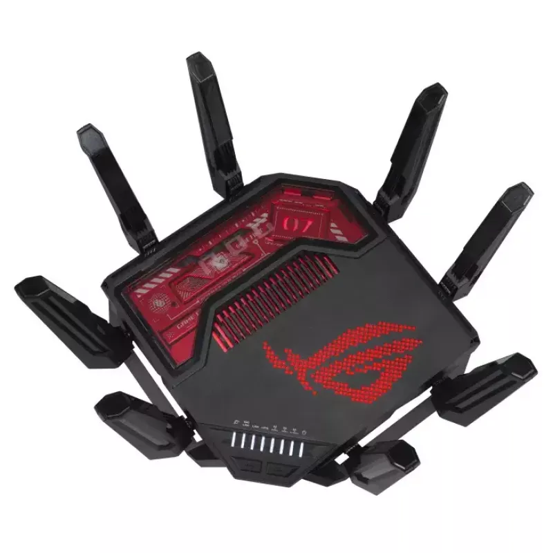 ASUS ROG Rapture GT-BE19000 router WLAN Multi-Gigabit Ethernet tri-band (2,4 GHz / 5 GHz / 6 GHz) preto, vermelho