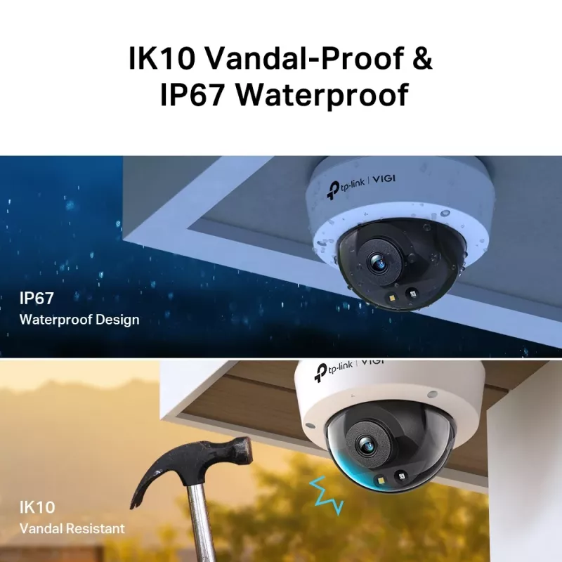 TP-Link VIGI câmara de rede Dome 5MP Full-Color, câmara de vigilância IP, interior e exterior, com fios, 120 dB, CE, NTRA, VCCI, KC, BSMI, FCC, IC, montagem no teto