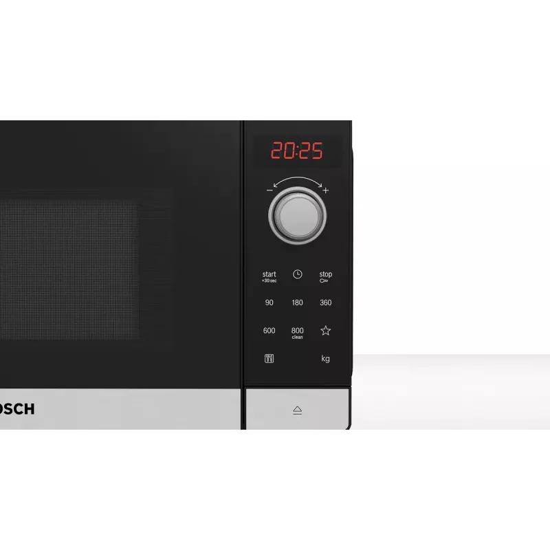 Bosch Serie 2 FFL023MS2 Micro-ondas Preto, Aço inoxidável Micro-ondas solo Bancada 20 L 800 W