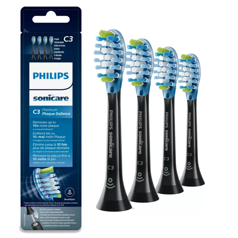 Philips C3 Premium Plaque Defence HX9044/33 4x Preto Cabeças de escova de dentes sónica