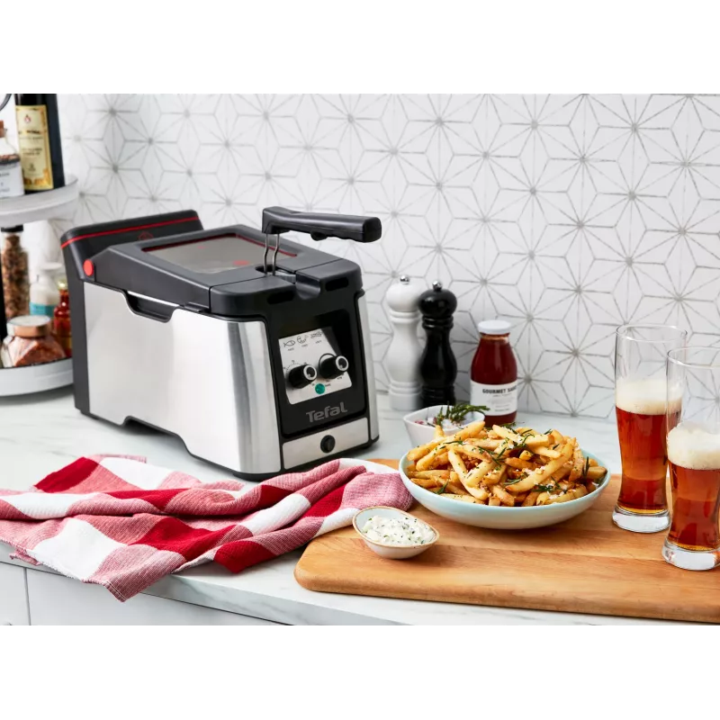 Tefal Clear Duo FR600D10 fritadeira, 3,5 l, 2000 W, aço inoxidável/preto