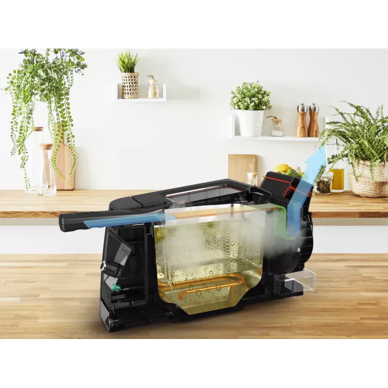 Tefal Clear Duo FR600D10 fritadeira, 3,5 l, 2000 W, aço inoxidável/preto