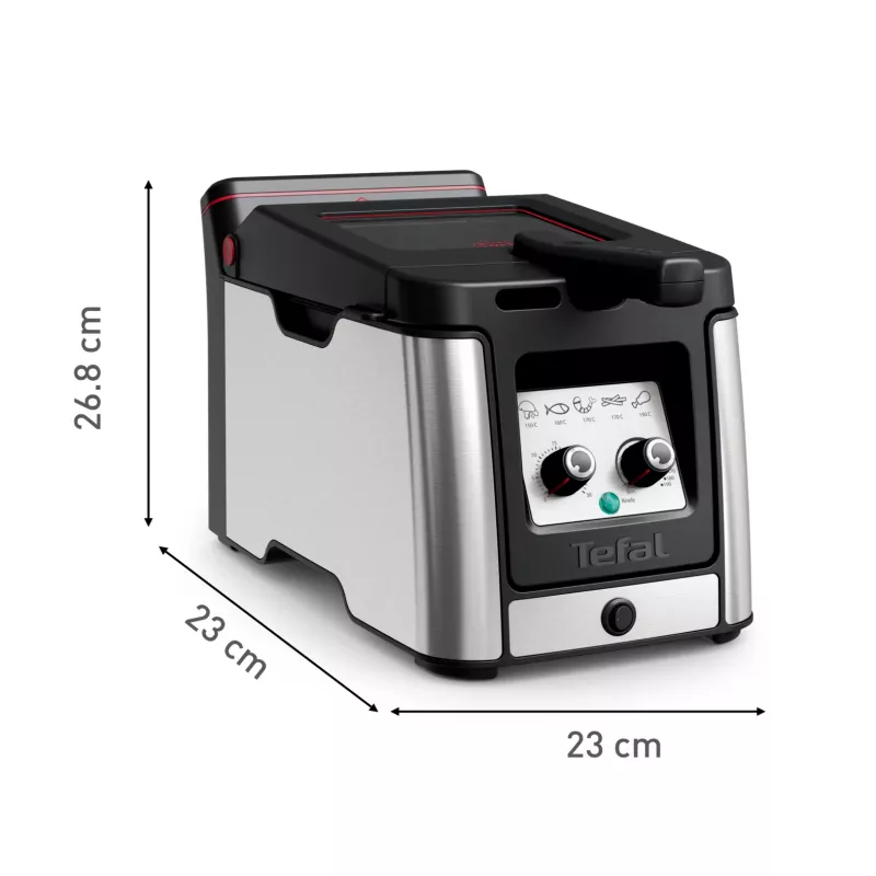 Tefal Clear Duo FR600D10 fritadeira, 3,5 l, 2000 W, aço inoxidável/preto