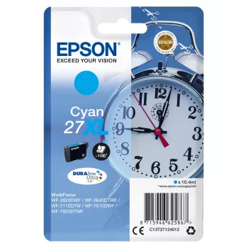 Epson Despertador Embalagem individual Ciano 27XL DURABrite Ultra Tinta, Rendimento alto (XL), Ciano, 10,4 ml, 1 Unidade, 1100 páginas
