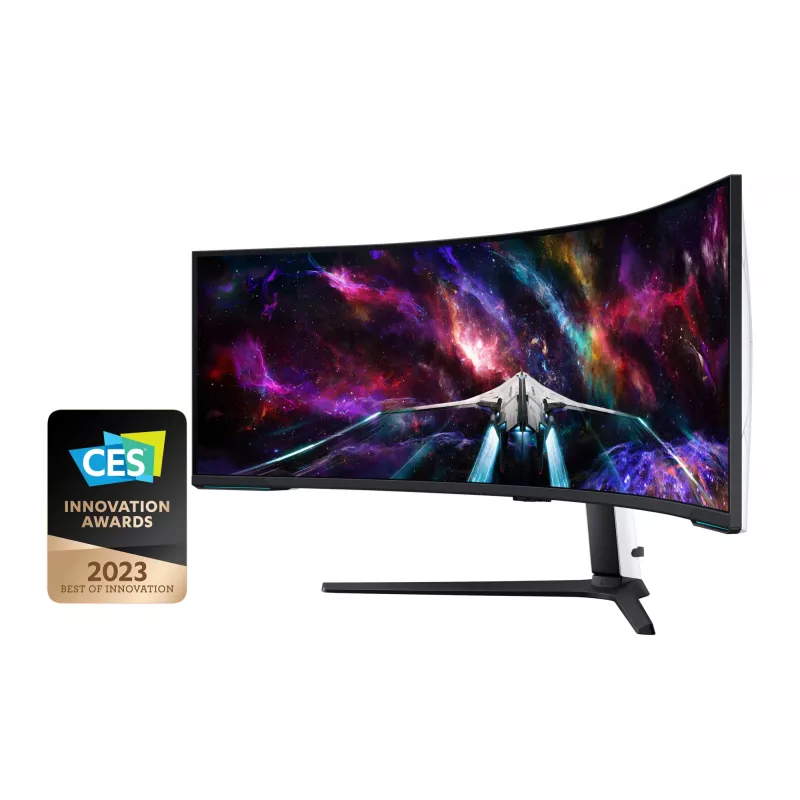 Samsung G95NC Monitor de computador 144,8 cm (57 polegadas) 7680 x 2160 píxeis Dual UHD LED Preto, Branco