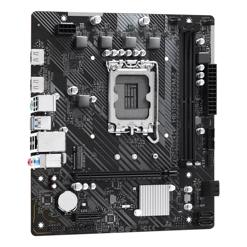 ASRock H610M-H2/M.2 placa-mãe, LGA1700, Intel H610, 2x DDR4, 2x HDMI, micro ATX