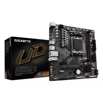 GIGABYTE A620M H motherboard - suporta processadores AMD Ryzen 8000, VRM digital 5+2+2 fases, até 7200MHz DDR5 (OC), 1xPCIe 4.0 M.2, GbE LAN, USB 3.2 Gen 1