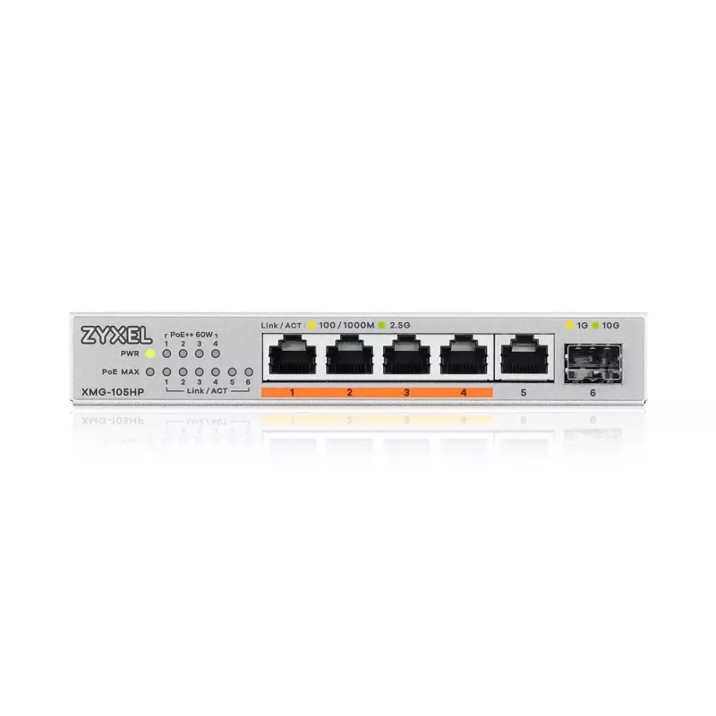 Zyxel XMG-105HP não gerido 2.5G Ethernet (100/1000/2500) Power over Ethernet (PoE) prateado