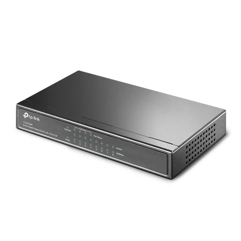 TP-Link TL-SG1008P switch Gigabit de secretária com 8 portas, 4x PoE