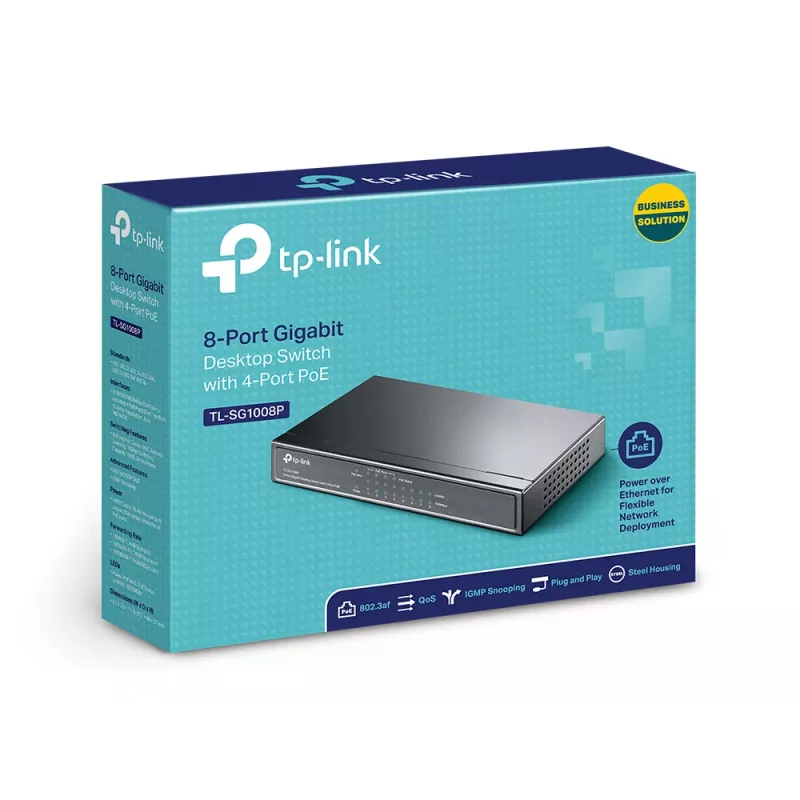 TP-Link TL-SG1008P switch Gigabit de secretária com 8 portas, 4x PoE