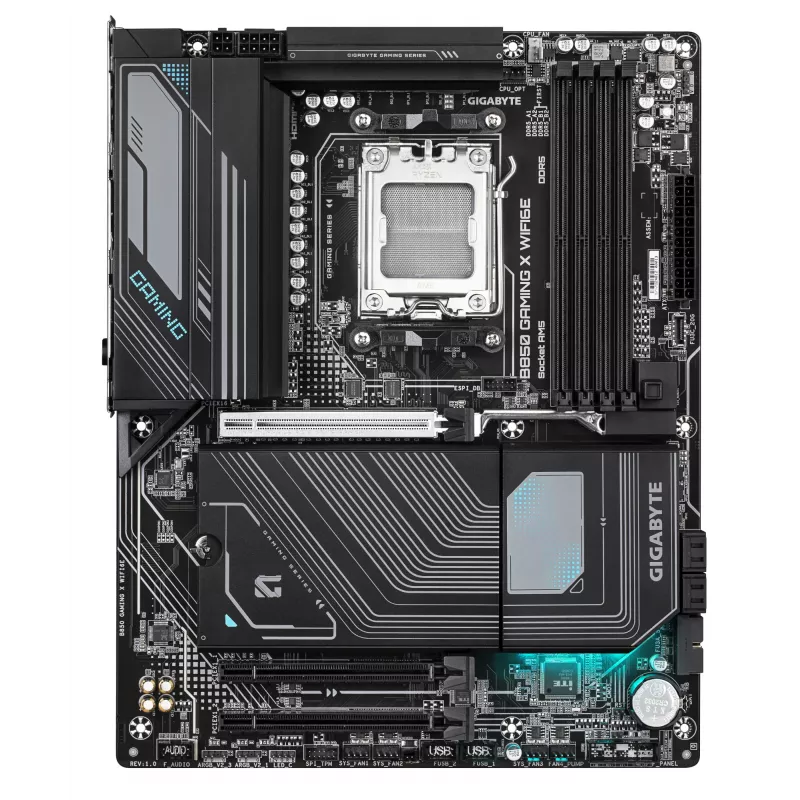 Placa-mãe GIGABYTE B850 GAMING X WIFI6E - CPUs AMD Ryzen 9000 Series, 12+2+2 fases Digital VRM, até 8200MHz DDR5 (OC), 1xPCIe 5.0 + 2xPCIe 4.0 M.2, 2.5LAN, WIFI 6E, USB 3.2 Gen 2x2