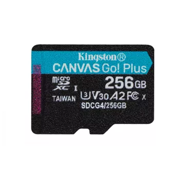Kingston Technology 256 GB microSDXC Canvas Go Plus Gen4 200R A2 U3 embalagem individual sem adaptador