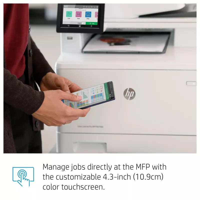 HP Color LaserJet Pro MFP M479fnw, imprimir, copiar, digitalizar, fax, e-mail, digitalizar para e-mail/PDF; ADF de 50 folhas sem curvatura