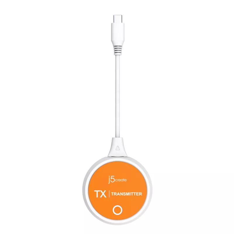 j5create JVAW62 ScreenCast USB-C® extensor de ecrã sem fios HDMI™, branco e laranja