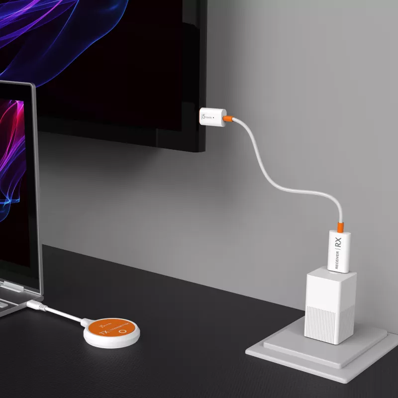 j5create JVAW62 ScreenCast USB-C® extensor de ecrã sem fios HDMI™, branco e laranja