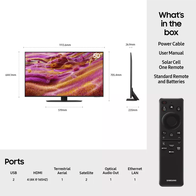 Samsung QE50QN90FAT 127 cm (50 polegadas) 4K Ultra HD Smart TV Wi-Fi preto