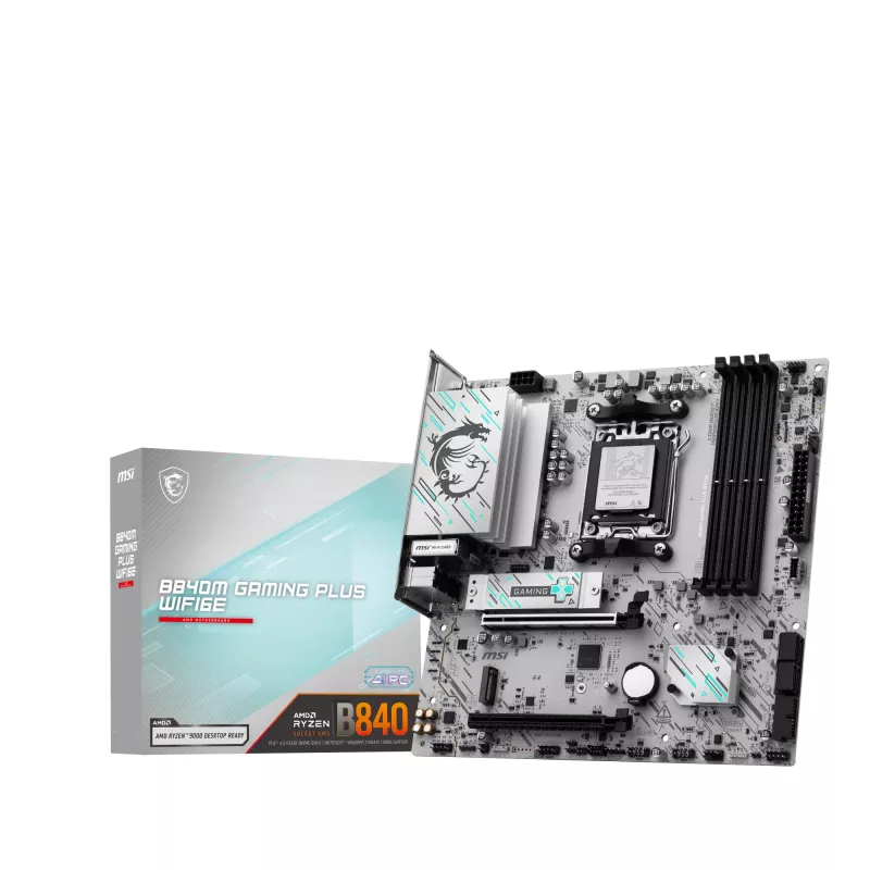 Placa-mãe MSI B840M GAMING PLUS WIFI6E microATX, Socket AM5, DDR5 até 256 GB, Wi-Fi 6E, 2,5GbE, M.2 x2, HDMI 2.1