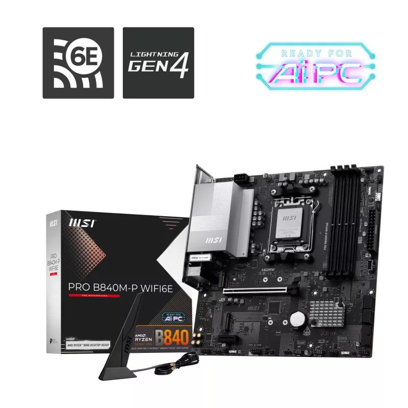 Placa-mãe MSI PRO B840M-P WIFI6E AMD B840 Socket AM5 micro ATX