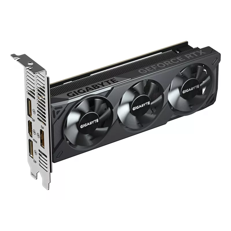 Placa gráfica GIGABYTE GeForce RTX 5060 OC Low Profile 8G - 8GB GDDR7, 128bit, PCI-E 5.0, 2512 MHz frequência do núcleo, 3 x DisplayPort, 1 x HDMI, GV-N5060OC-8GL
