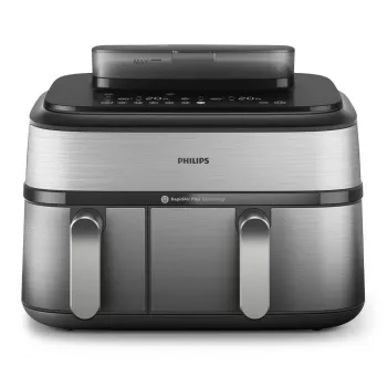 Fritadeira Philips 5000 series NA555/00 dupla 9 L autónoma 2750 W fritadeira de ar quente prateado