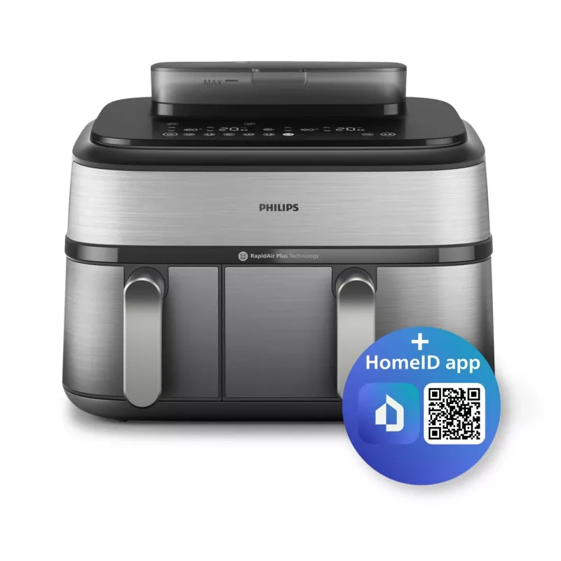 Fritadeira Philips 5000 series NA555/00 dupla 9 L autónoma 2750 W fritadeira de ar quente prateado