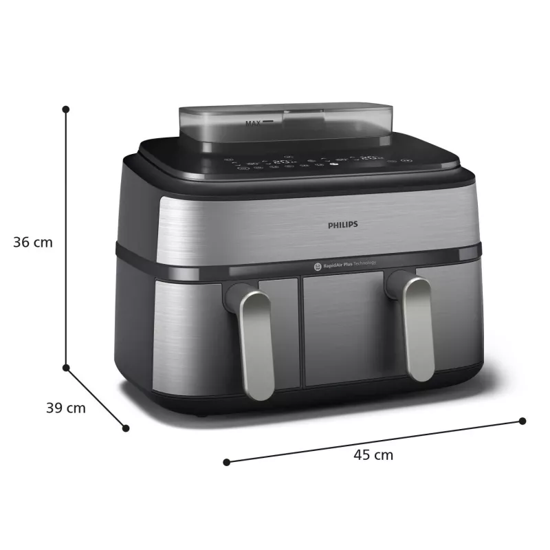 Fritadeira Philips 5000 series NA555/00 dupla 9 L autónoma 2750 W fritadeira de ar quente prateado