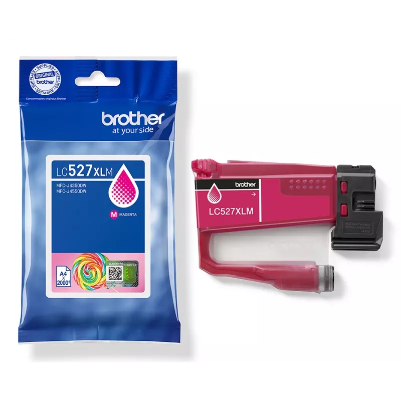 Tinteiro original Brother LC527XLM de alta capacidade - magenta, capacidade alta (XL), magenta, tinta pigmentada, 1 unid., 2000 páginas, embalagem individual