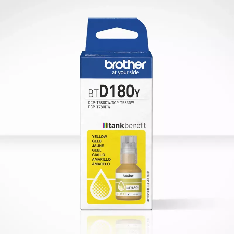 Frasco de tinta original Brother BTD180Y amarelo
