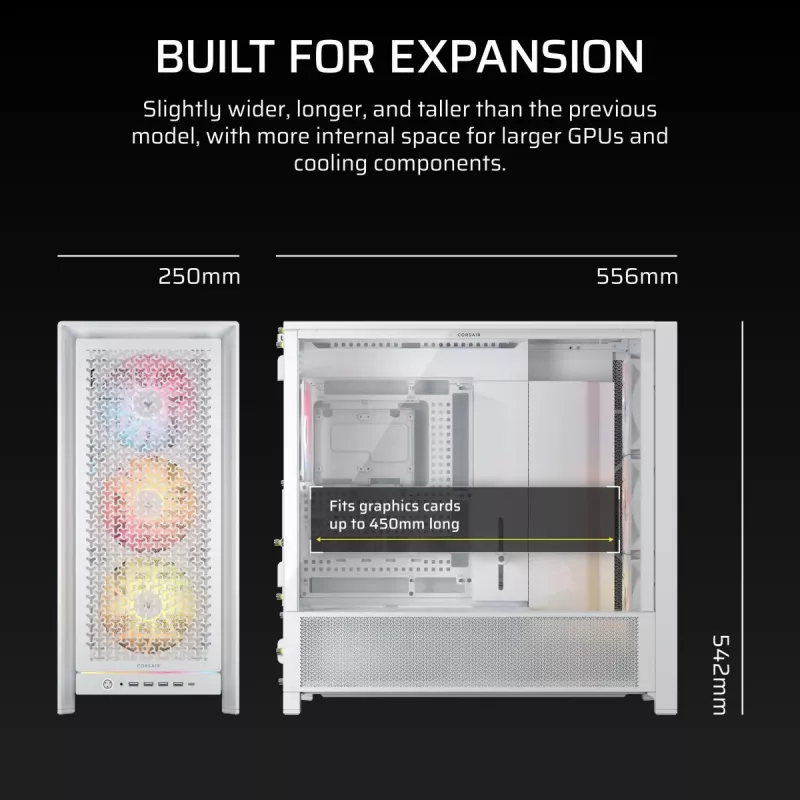 Caixa de PC CORSAIR - Frame 5000D RS ARGB High-Airflow Mid-Tower - branco