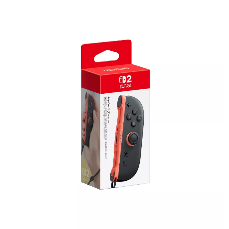 Nintendo Joy-Con 2 (R) vermelho-claro, joystick, Nintendo Switch 2, botão Home, analógico/digital, sem fios, Bluetooth